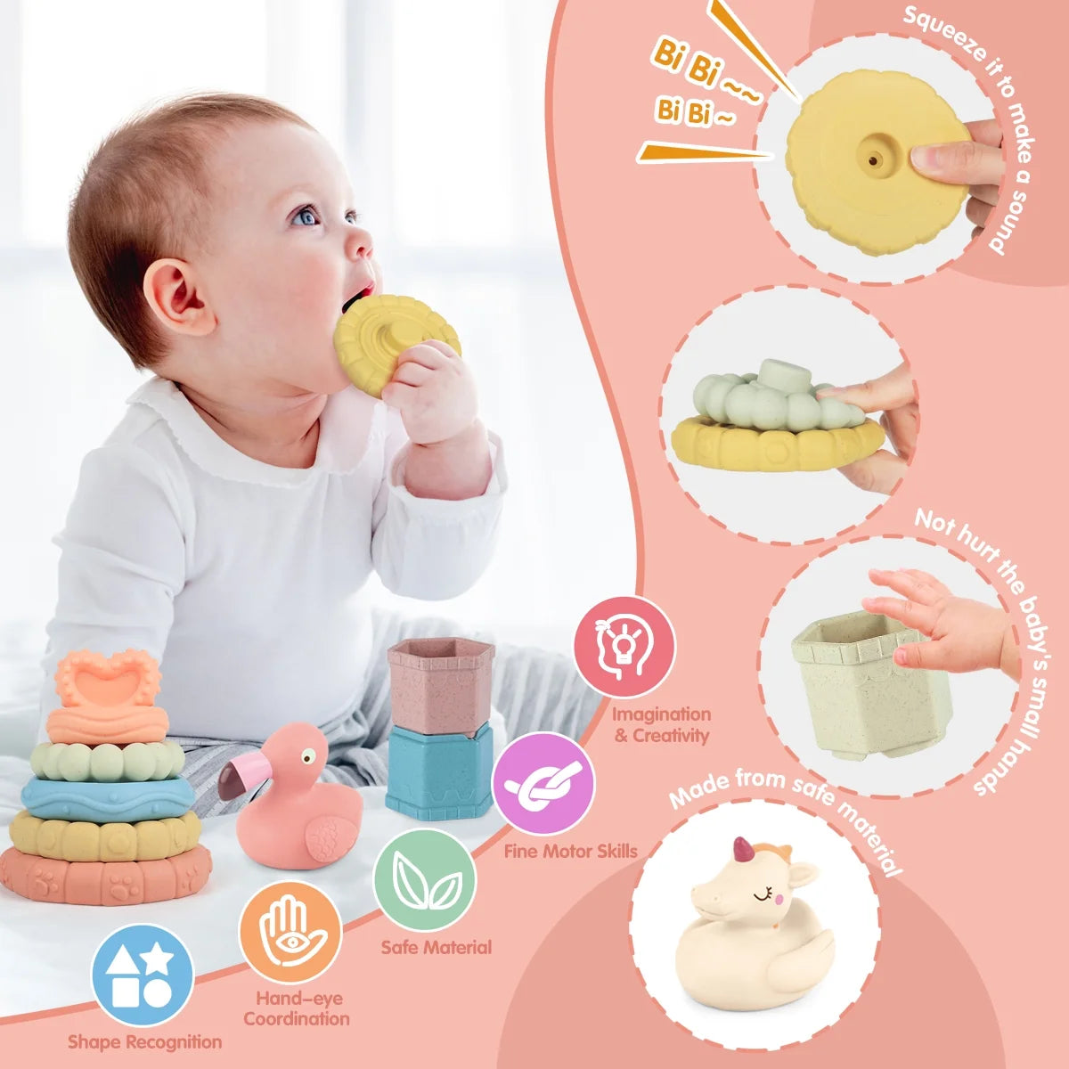 32PCS 6-12-18 Months Baby 5-In-1 Montessori Toys,Boys Girls 1-3 Outdoor Toy&Bath Toy&Stacking Toy,Educational Learning Toys,Toddler Birthday Gift