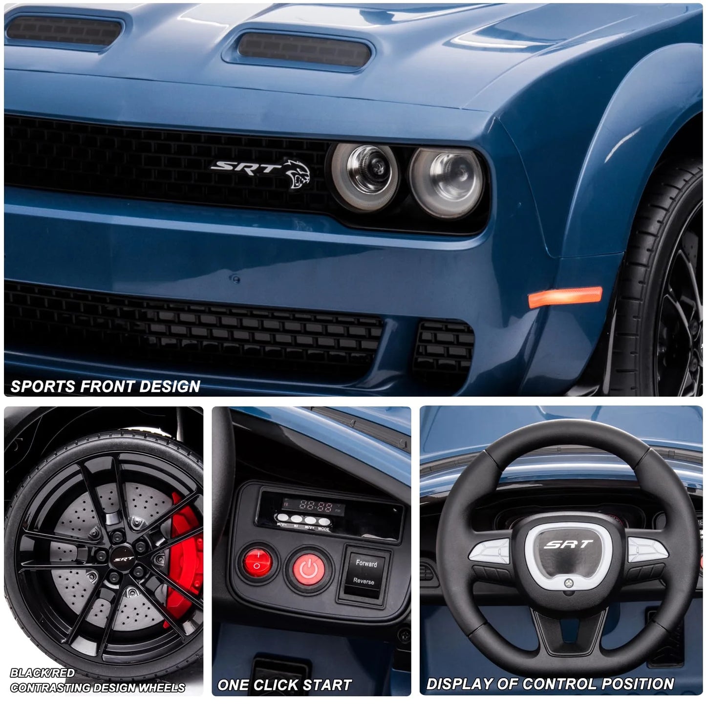 Kids Electric Car | Licensed Dodge Challenger Ride-On 12V Battery-Powered Vehicle with Remote, LED Lights, Bluetooth, MP3 for Boys and Girls,Christmas Gift for Kids