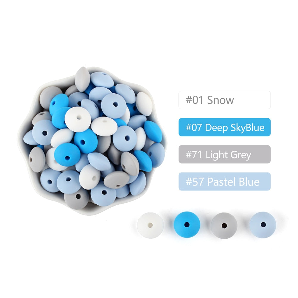 20Pcs Silicone Beads Baby 12MM Lentil Beads Pendant BPA Free Eco-friendly Baby Teether Toys Accessories