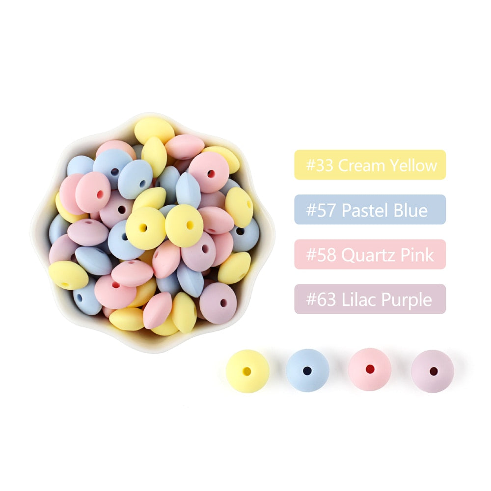 20Pcs Silicone Beads Baby 12MM Lentil Beads Pendant BPA Free Eco-friendly Baby Teether Toys Accessories