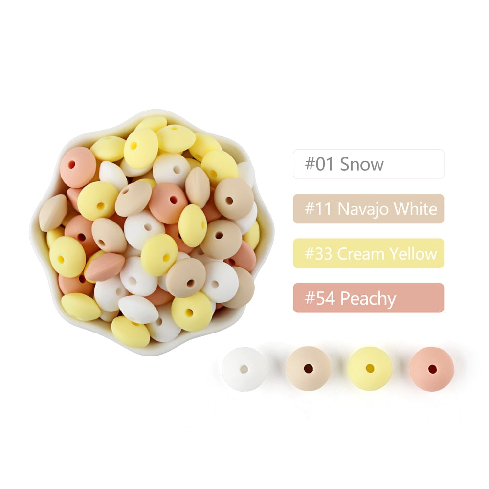 20Pcs Silicone Beads Baby 12MM Lentil Beads Pendant BPA Free Eco-friendly Baby Teether Toys Accessories