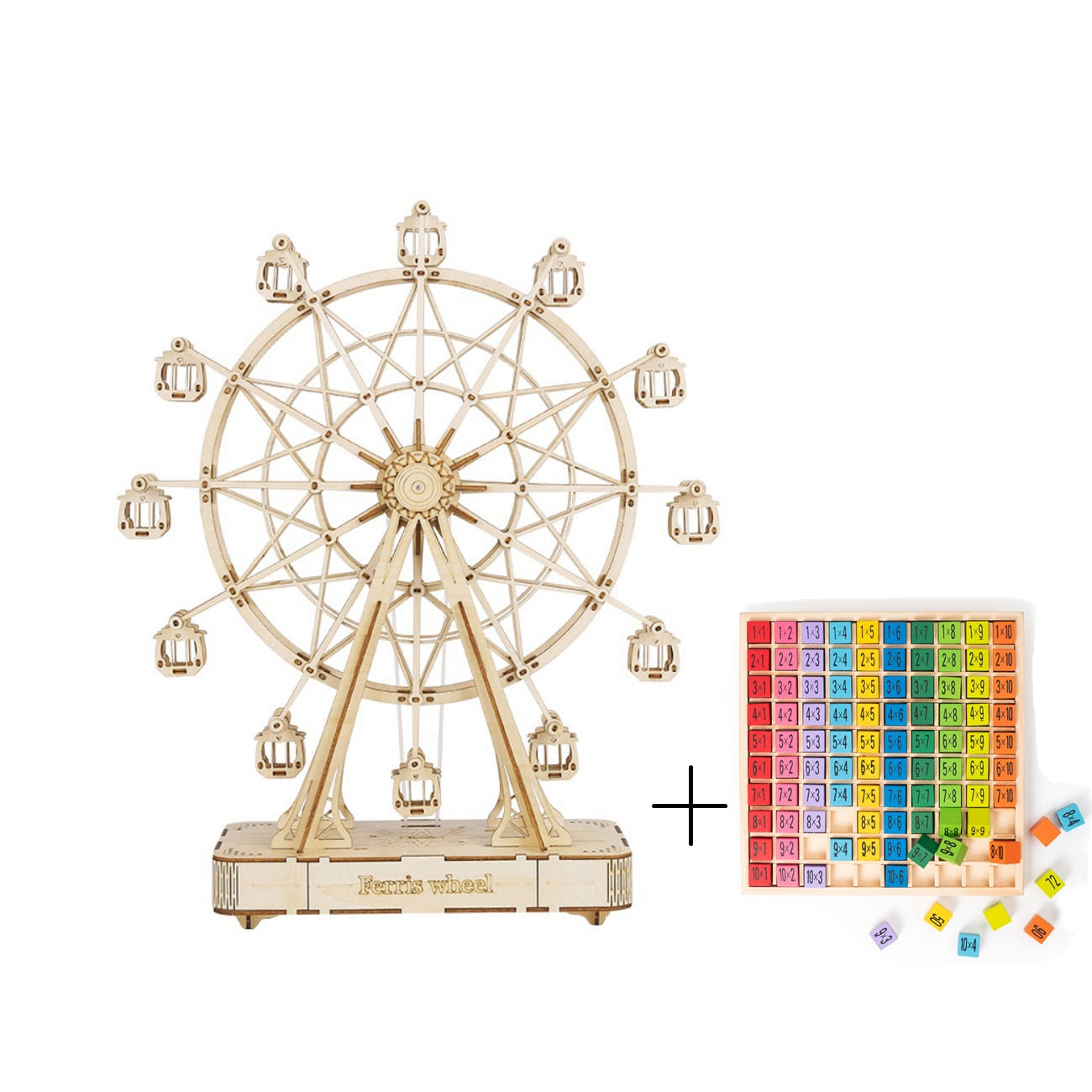 232pcs Rotatable DIY 3D Ferris Wheel Wooden Building Block Kits