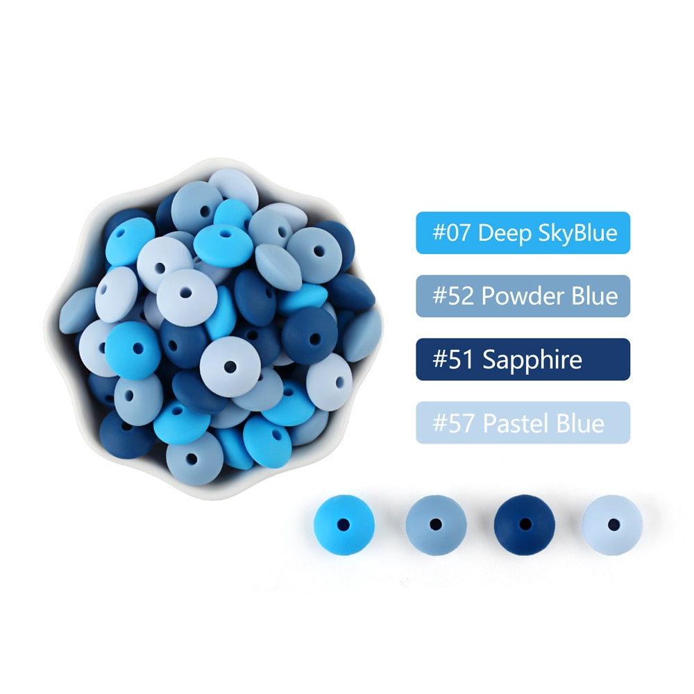 20Pcs Silicone Beads Baby 12MM Lentil Beads Pendant BPA Free Eco-friendly Baby Teether Toys Accessories