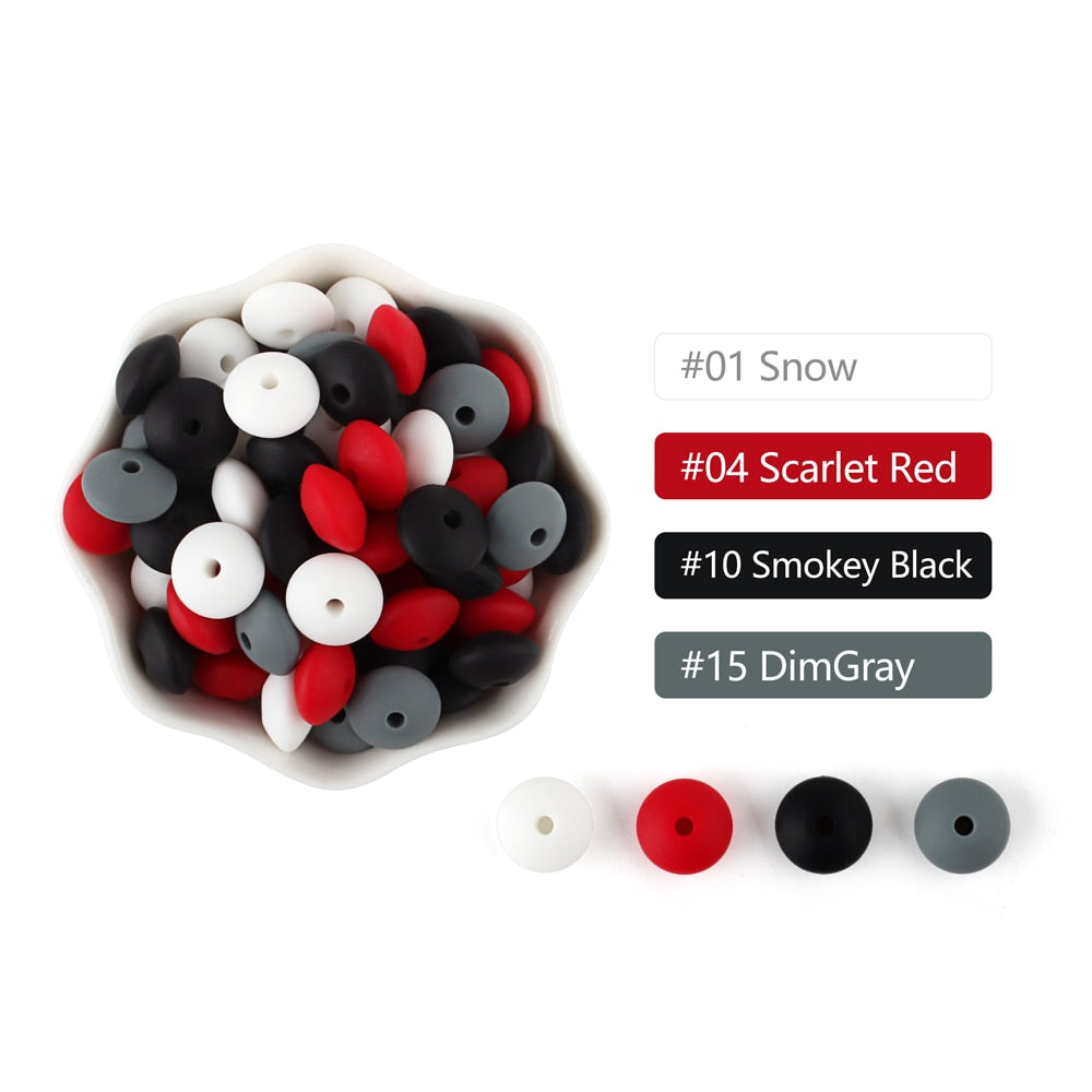 20Pcs Silicone Beads Baby 12MM Lentil Beads Pendant BPA Free Eco-friendly Baby Teether Toys Accessories