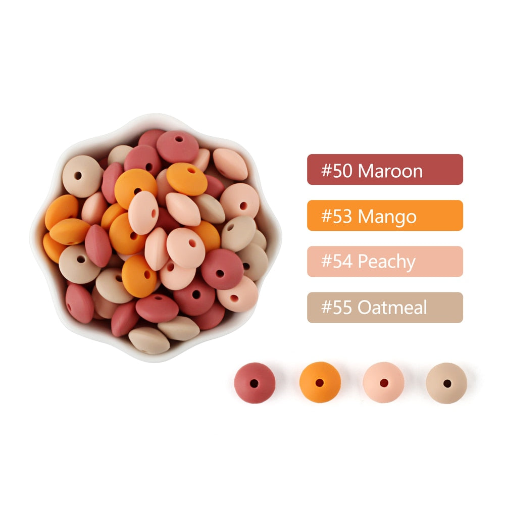 20Pcs Silicone Beads Baby 12MM Lentil Beads Pendant BPA Free Eco-friendly Baby Teether Toys Accessories