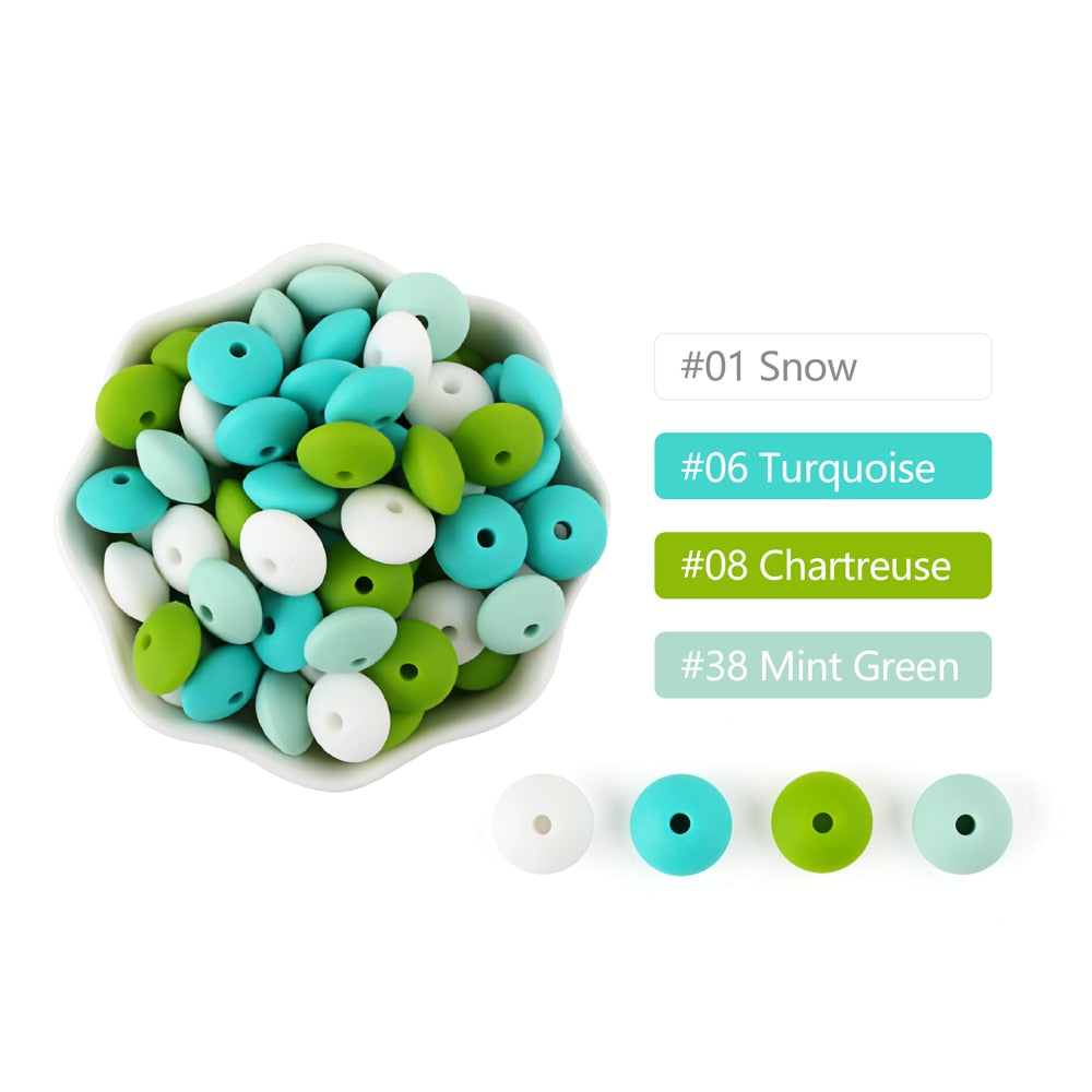 20Pcs Silicone Beads Baby 12MM Lentil Beads Pendant BPA Free Eco-friendly Baby Teether Toys Accessories