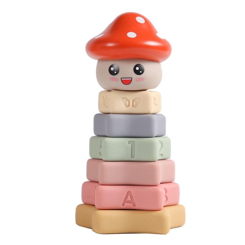 Baby Toys Sensory Silicone Educational Building Blocks 3D Stacking Babies Rubber Teether