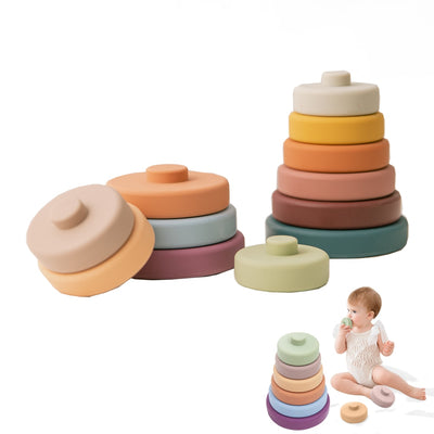 Baby Toys Sensory Silicone Educational Building Blocks 3D Stacking Babies Rubber Teether